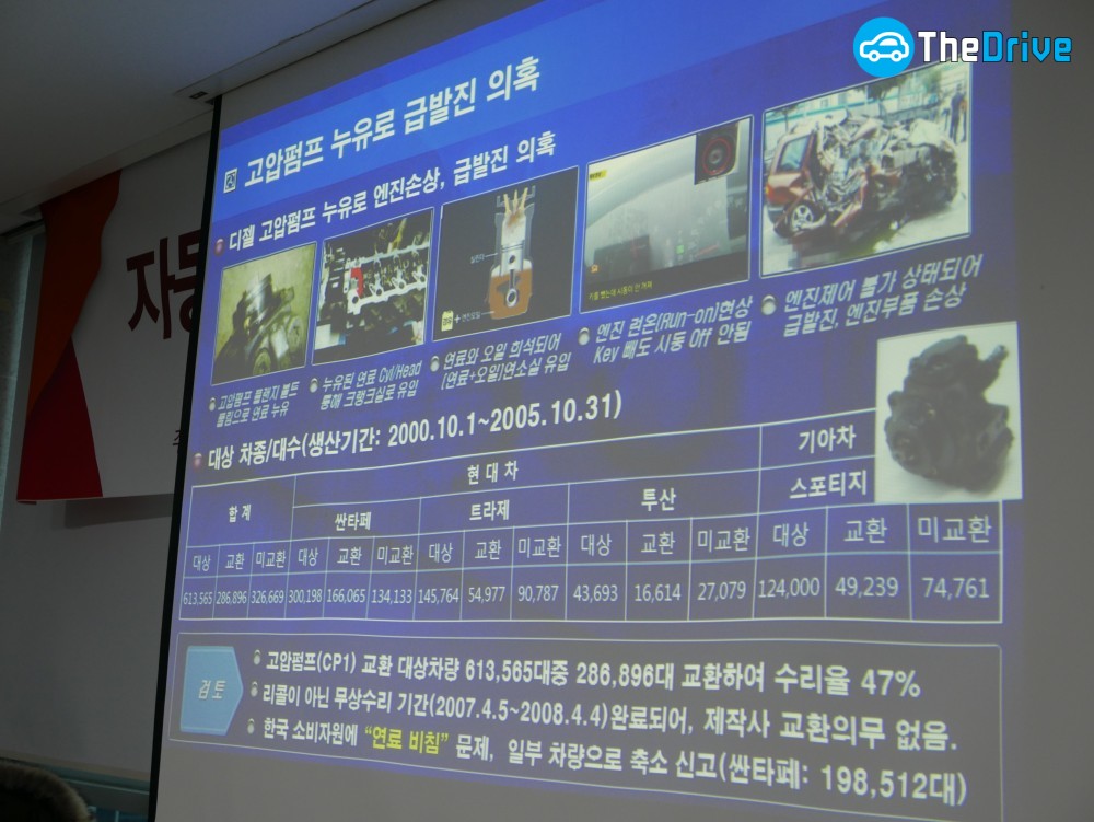 현대차 디젤엔진 고압펌프 불량 통계