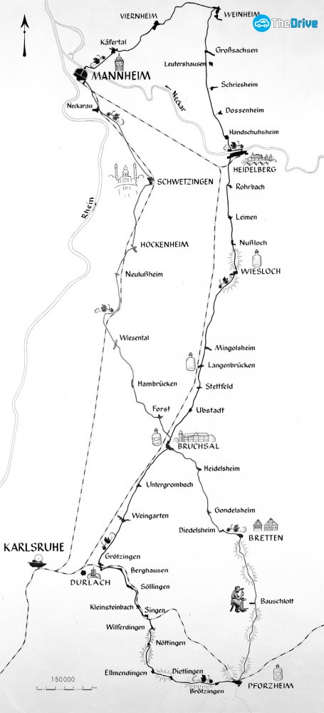 베르타 벤츠가 성공한 왕복 180km에 이르는 세계 최초의 장거리 주행 지도&lt;사진제공=벤츠코리아&gt;